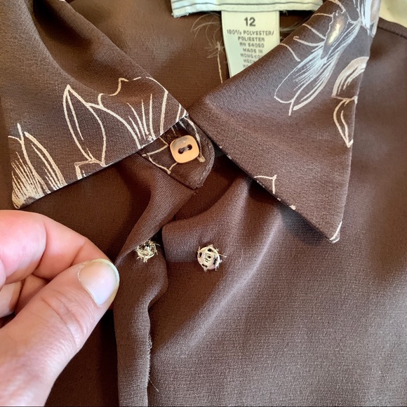 Vintage 1970's Brown Floral Blouse - Picture 11 of 12